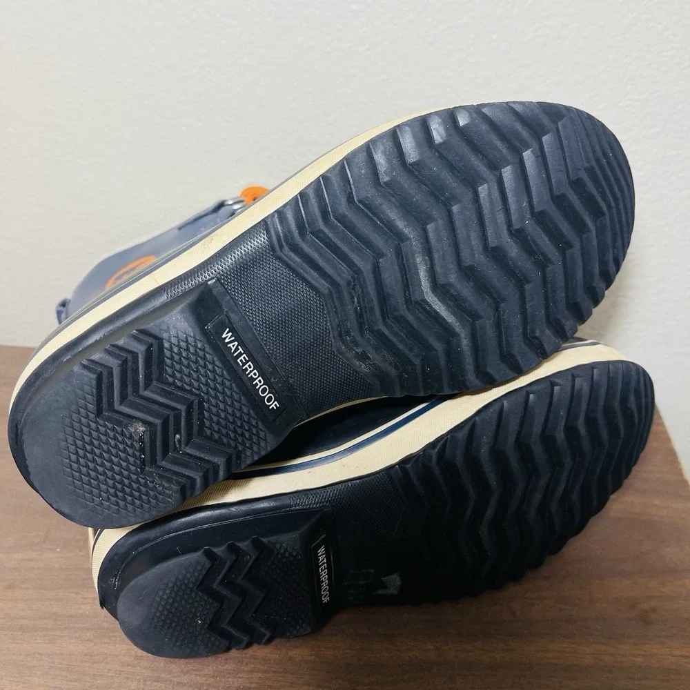 Sorel Yoot Pac Waterproof Snow Boots Removable Liner Blue Orange Youth Sz 5 / 37